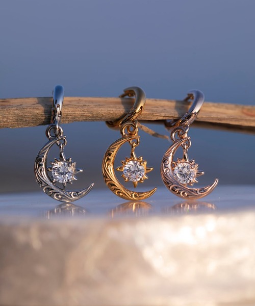 セール】sun and moon hoop pierce/【ハワイアンジュエリー