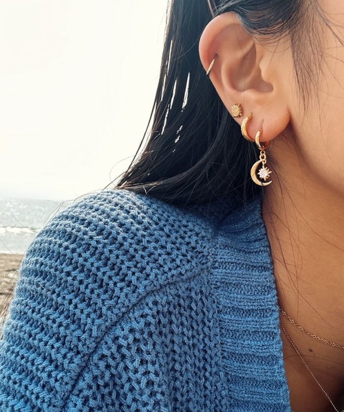 セール】sun and moon hoop pierce/【ハワイアンジュエリー