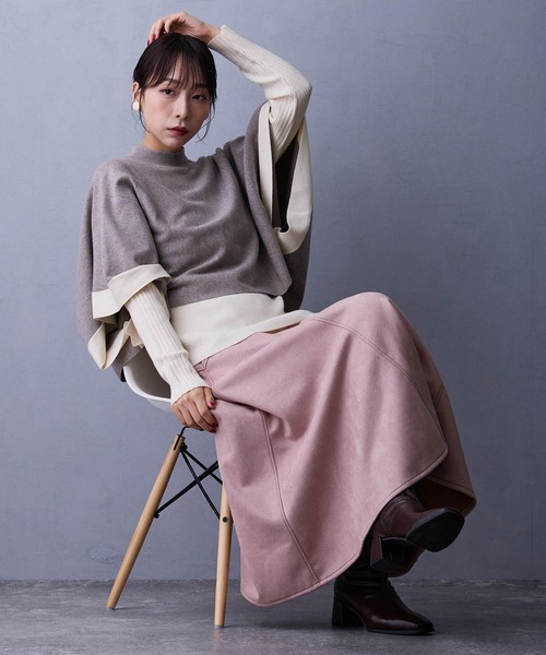 NICOLE white（ニコルホワイト）の「フェイクスエードフレアスカート（スカート・レディース・チャコール/ベージュ/その他1/ピンク・FREE）」の6枚目の写真