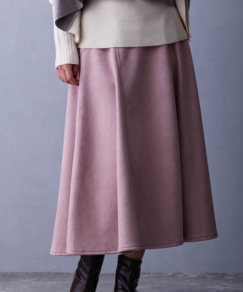 NICOLE white（ニコルホワイト）の「フェイクスエードフレアスカート（スカート・レディース・チャコール/ベージュ/その他1/ピンク・FREE）」の8枚目の写真