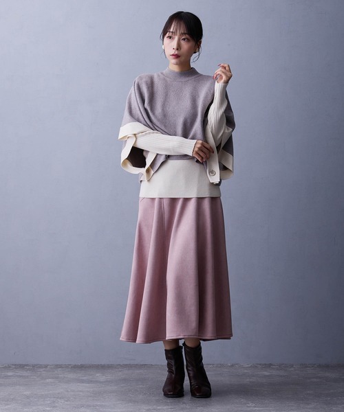 NICOLE white（ニコルホワイト）の「フェイクスエードフレアスカート（スカート・レディース・チャコール/ベージュ/その他1/ピンク・FREE）」の9枚目の写真