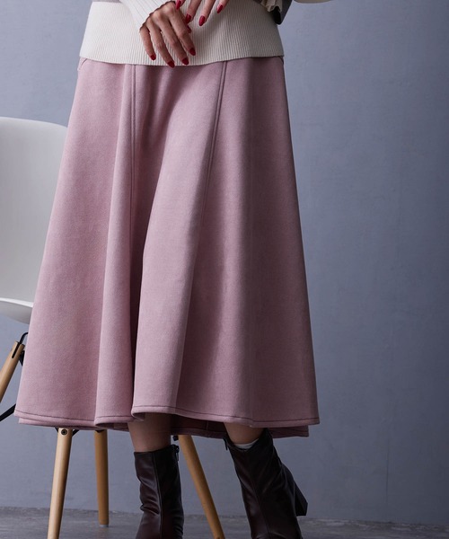 NICOLE white（ニコルホワイト）の「フェイクスエードフレアスカート（スカート・レディース・チャコール/ベージュ/その他1/ピンク・FREE）」の12枚目の写真