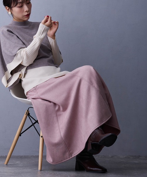 NICOLE white（ニコルホワイト）の「フェイクスエードフレアスカート（スカート・レディース・チャコール/ベージュ/その他1/ピンク・FREE）」の14枚目の写真