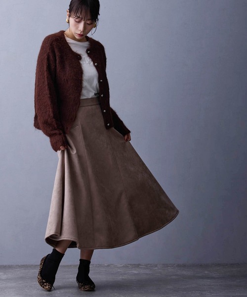 NICOLE white（ニコルホワイト）の「フェイクスエードフレアスカート（スカート・レディース・チャコール/ベージュ/その他1/ピンク・FREE）」の19枚目の写真