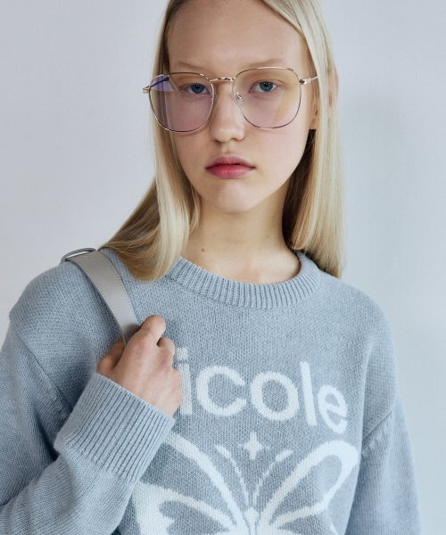 NICK&NICOLE(ニックアンドニコール)の「CASHMERE BUTTERFLY BOLD STAR PULLOVER_SKY BLUE(ニット/セーター・レディース・その他・FREE)」の2枚目の写真