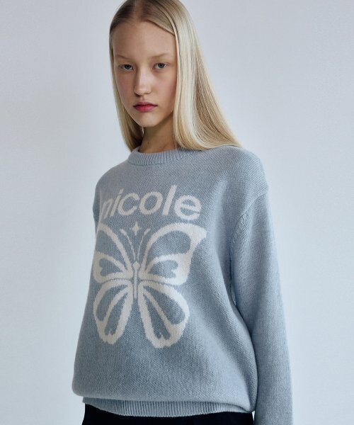 NICK&NICOLE(ニックアンドニコール)の「CASHMERE BUTTERFLY BOLD STAR PULLOVER_SKY BLUE(ニット/セーター・レディース・その他・FREE)」の3枚目の写真
