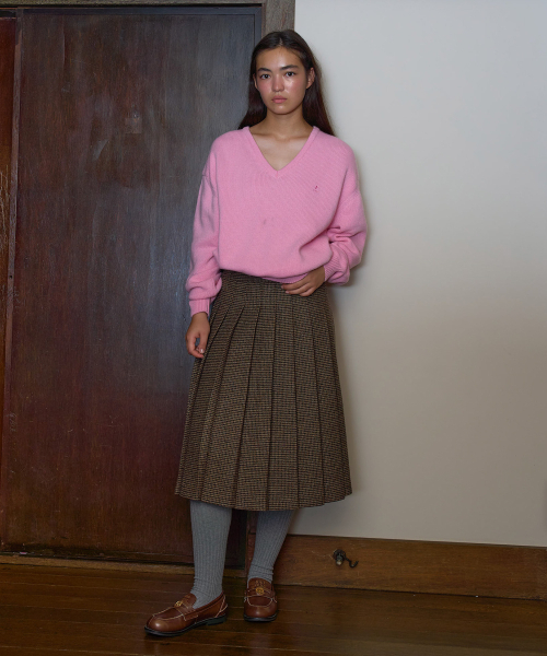 TTUDEMENT(トュードメント)の「CHECK PLEATED MIDI SKIRT BROWN(スカート・レディース・その他・SMALL/MEDIUM/LARGE)」の1枚目の写真