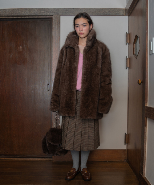 TTUDEMENT(トュードメント)の「CHECK PLEATED MIDI SKIRT BROWN(スカート・レディース・その他・SMALL/MEDIUM/LARGE)」の2枚目の写真