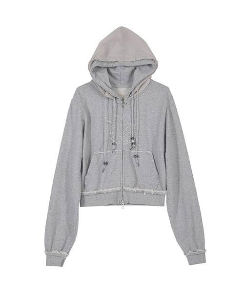 Layered Zip Hoodie (FL-150_Gray) — худи с многослойной молнией (серый)