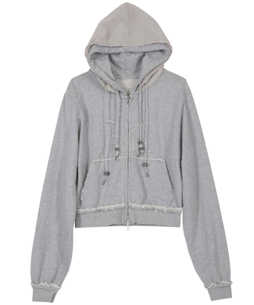 FLAREUP(フレアアップ)の「Layered Zip Hoodie (FL-150_Gray)(パーカー・レディース・グレー・2/1)」の14枚目の写真