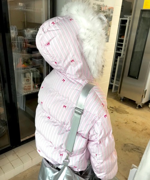 y2k 00s❤︎ ファーフード ダウンジャケット y2k 平成 お兄系 光沢 00s ダウン ファー フード S 短丈 男女 90s archive