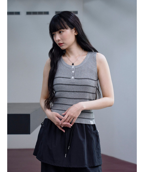 THE GREEN LAB（ザグリーンラボ）の「ストライプスリーブレスボタントップ [アイボリー]（Tシャツ/カットソー・レディース・その他・FREE）」の8枚目の写真