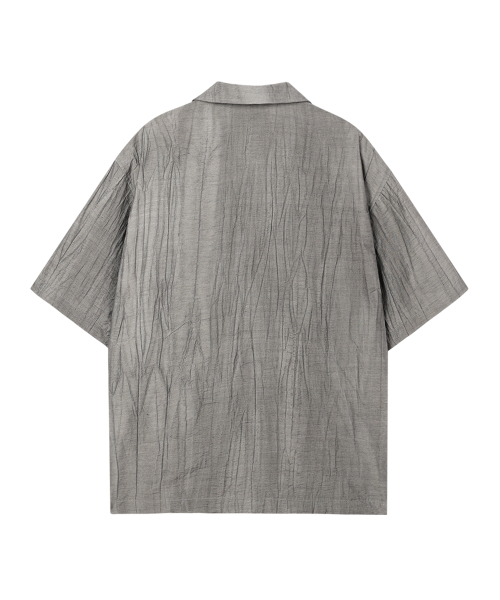 WESLEYHYUSTON(ウェズリーユーストン)の「Crinkle linen open collar half shirt grey(シャツ/ブラウス・メンズ・その他・MEDIUM/LARGE)」の2枚目の写真