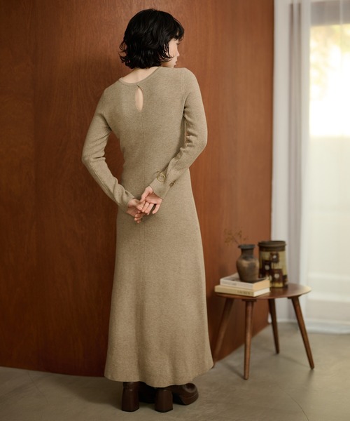 LAULEN（ローレン）の「2way open cut waffle long dress /2wayオープンカットワッフルロングドレス（ワンピース・レディース・アイボリー/チャコールグレー/ベージュ・FREE）」の3枚目の写真