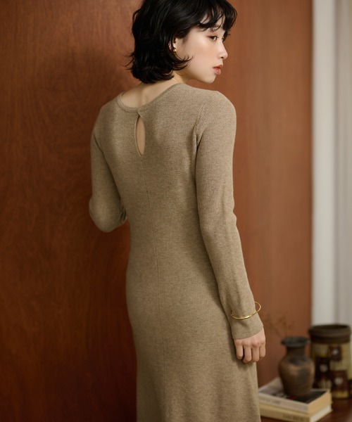 LAULEN（ローレン）の「2way open cut waffle long dress /2wayオープンカットワッフルロングドレス（ワンピース・レディース・アイボリー/チャコールグレー/ベージュ・FREE）」の10枚目の写真