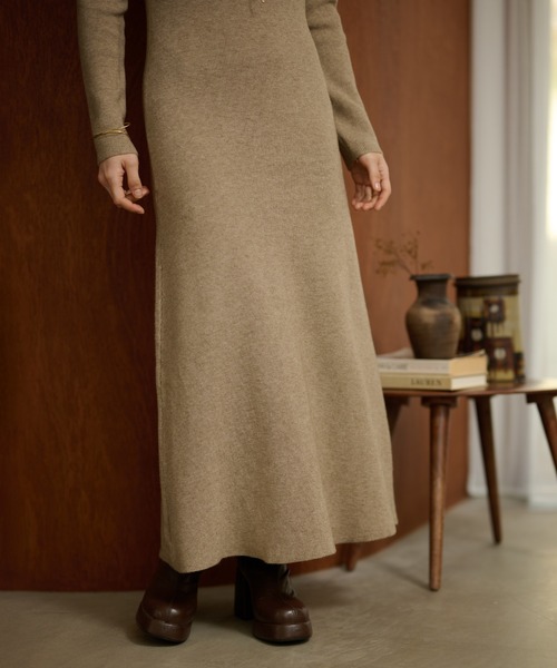 LAULEN（ローレン）の「2way open cut waffle long dress /2wayオープンカットワッフルロングドレス（ワンピース・レディース・アイボリー/チャコールグレー/ベージュ・FREE）」の14枚目の写真