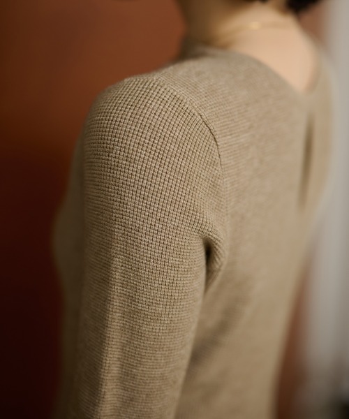 LAULEN（ローレン）の「2way open cut waffle long dress /2wayオープンカットワッフルロングドレス（ワンピース・レディース・アイボリー/チャコールグレー/ベージュ・FREE）」の17枚目の写真