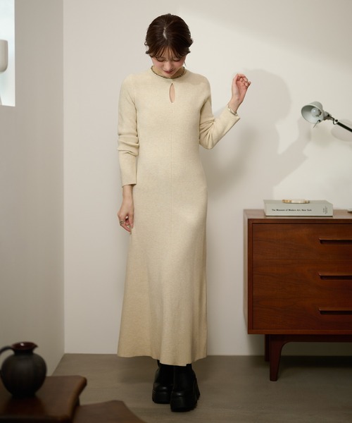 LAULEN（ローレン）の「2way open cut waffle long dress /2wayオープンカットワッフルロングドレス（ワンピース・レディース・アイボリー/チャコールグレー/ベージュ・FREE）」の19枚目の写真