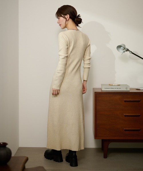 LAULEN（ローレン）の「2way open cut waffle long dress /2wayオープンカットワッフルロングドレス（ワンピース・レディース・アイボリー/チャコールグレー/ベージュ・FREE）」の21枚目の写真