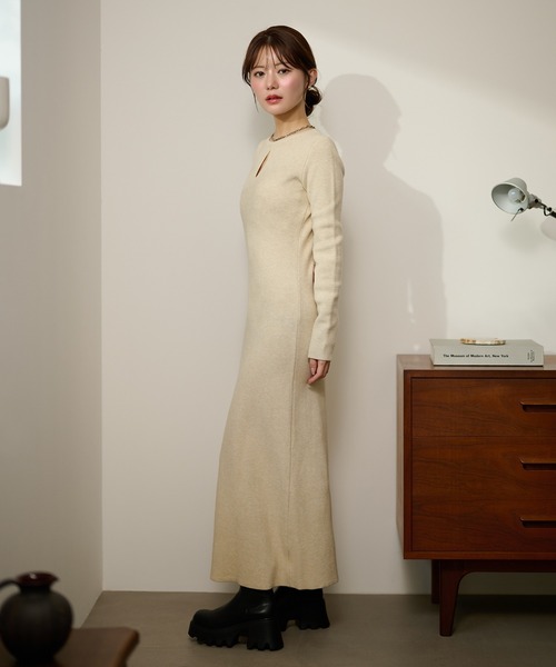 LAULEN（ローレン）の「2way open cut waffle long dress /2wayオープンカットワッフルロングドレス（ワンピース・レディース・アイボリー/チャコールグレー/ベージュ・FREE）」の22枚目の写真