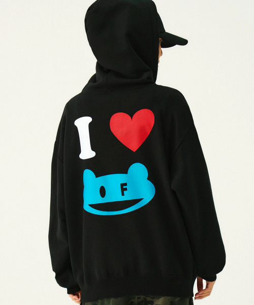 GRAVER（グレーバー）の「[ユニセックス]I LOVE OF フードパーカー_ブラック（パーカー・レディース・ブラック・LARGE/MEDIUM）」の2枚目の写真