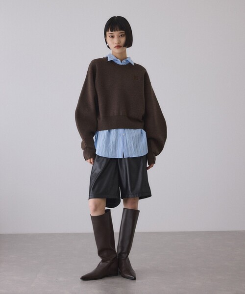 ADAM ET ROPE'(アダムエロペ)の「グロスコクーンハーフパンツ(その他パンツ・レディース・ライトグリーン/ブラック・36/38)」の3枚目の写真