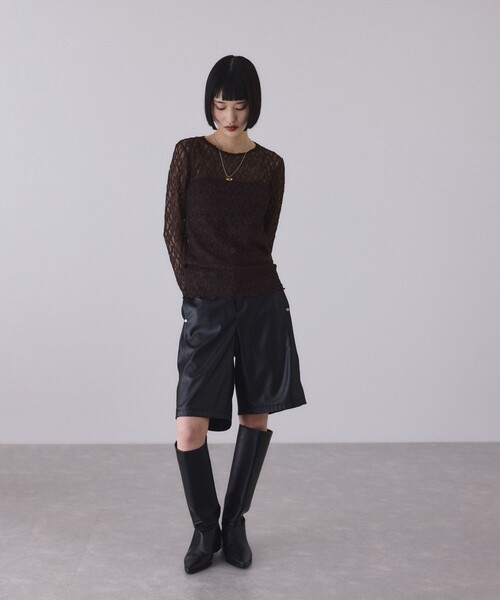 ADAM ET ROPE'(アダムエロペ)の「グロスコクーンハーフパンツ(その他パンツ・レディース・ライトグリーン/ブラック・36/38)」の6枚目の写真