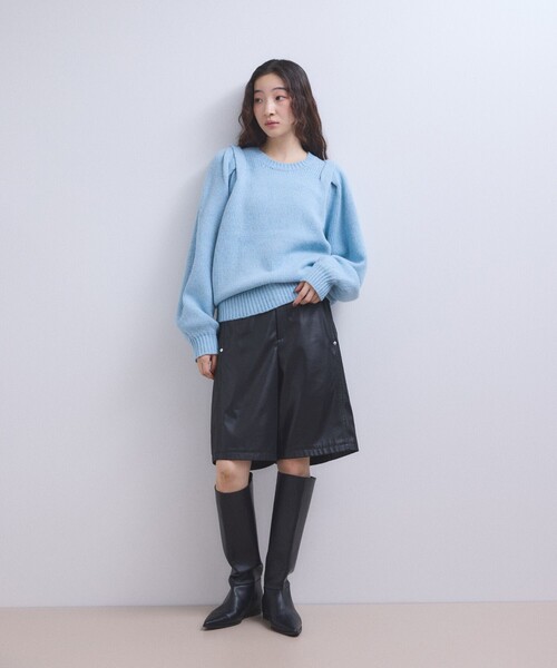 ADAM ET ROPE'(アダムエロペ)の「グロスコクーンハーフパンツ(その他パンツ・レディース・ライトグリーン/ブラック・36/38)」の8枚目の写真