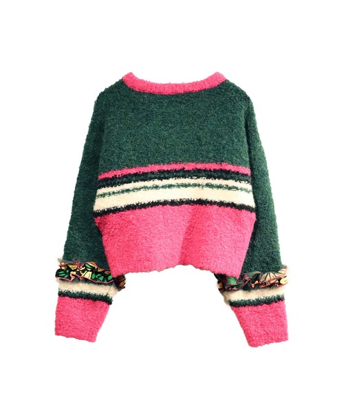 moyan ecri（モヤン エクリ）の「<moyan ecri>マルチボーダーフリルニットプルオーバー MULTI BORDER FRILL KNIT PULLOVER（ニット/セーター・レディース・ネイビー系/レッド系その他/グリーン系その他・L/M）」の15枚目の写真