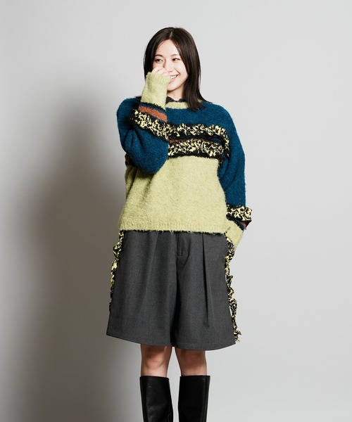 moyan ecri（モヤン エクリ）の「<moyan ecri>マルチボーダーフリルニットプルオーバー MULTI BORDER FRILL KNIT PULLOVER（ニット/セーター・レディース・ネイビー系/レッド系その他/グリーン系その他・L/M）」の17枚目の写真