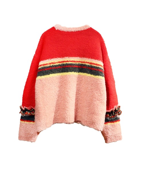 moyan ecri（モヤン エクリ）の「<moyan ecri>マルチボーダーフリルニットプルオーバー MULTI BORDER FRILL KNIT PULLOVER（ニット/セーター・レディース・ネイビー系/レッド系その他/グリーン系その他・L/M）」の6枚目の写真