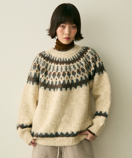 full/fill.(フルフィル)の「nordic over knit / ノルディックオーバーニット(ニット/セーター・レディース・アイボリー/グレー・FREE)」の3枚目の写真
