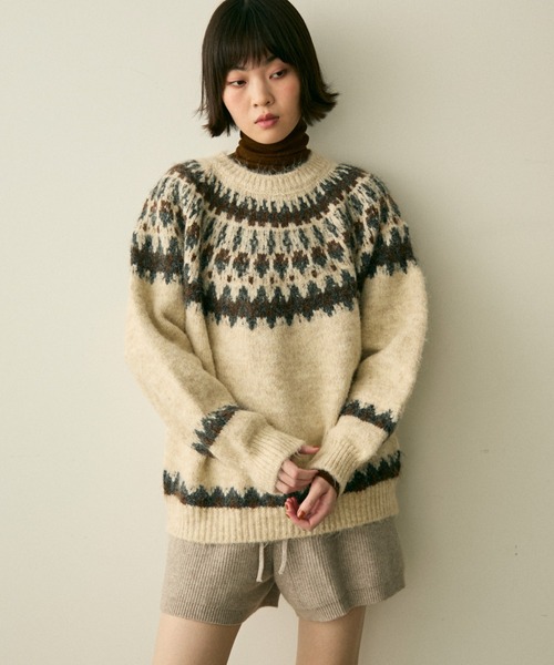 full/fill.(フルフィル)の「nordic over knit / ノルディックオーバーニット(ニット/セーター・レディース・アイボリー/グレー・FREE)」の5枚目の写真