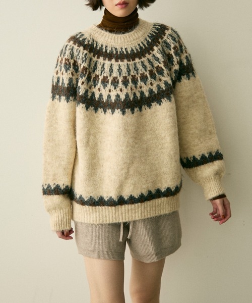full/fill.(フルフィル)の「nordic over knit / ノルディックオーバーニット(ニット/セーター・レディース・アイボリー/グレー・FREE)」の7枚目の写真