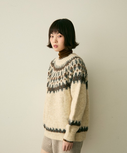 full/fill.(フルフィル)の「nordic over knit / ノルディックオーバーニット(ニット/セーター・レディース・アイボリー/グレー・FREE)」の6枚目の写真