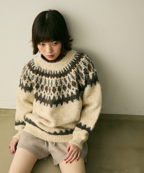 full/fill.(フルフィル)の「nordic over knit / ノルディックオーバーニット(ニット/セーター・レディース・アイボリー/グレー・FREE)」の19枚目の写真