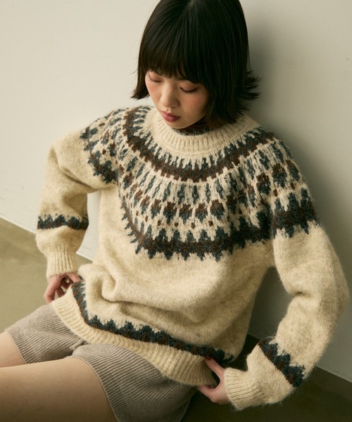 full/fill.(フルフィル)の「nordic over knit / ノルディックオーバーニット(ニット/セーター・レディース・アイボリー/グレー・FREE)」の18枚目の写真
