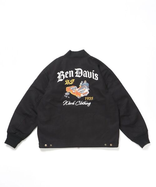 BEN DAVIS/WHITE LABEL（ベンデイビス ホワイトラベル）の「【BEN DAVIS（ベンデイビス）】MECHANIC EMB RIBBED JACKET / ワーク ジャケット 刺繍 ジャケット ダック アウター（その他アウター・メンズ・ベージュ系その他3/ブラック/カーキ・MEDIUM/LARGE/X-LARGE）」の4枚目の写真