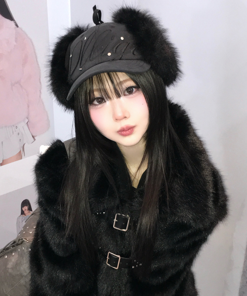 フラッフィーイヤーフラップキャップブラック（キャップ）｜ILLIGO