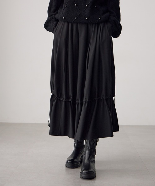ATSURO TAYAMA(アツロウタヤマ)の「ドロストコード付きロング丈スカート(スカート・レディース・ブラック・L/M)」の13枚目の写真