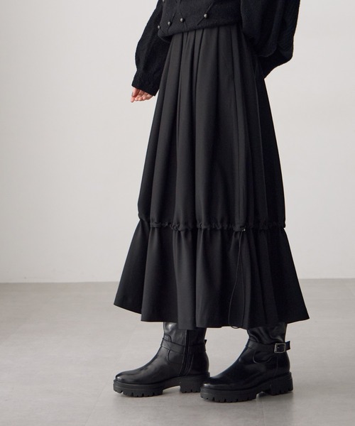 ATSURO TAYAMA(アツロウタヤマ)の「ドロストコード付きロング丈スカート(スカート・レディース・ブラック・L/M)」の15枚目の写真
