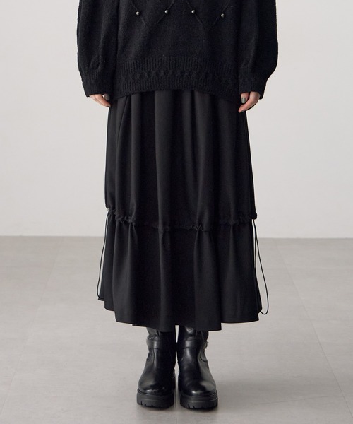 ATSURO TAYAMA(アツロウタヤマ)の「ドロストコード付きロング丈スカート(スカート・レディース・ブラック・L/M)」の12枚目の写真