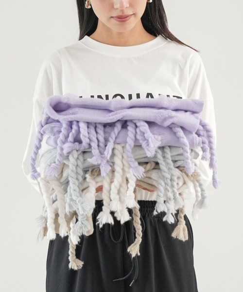フリンジ穴あきニットストール（ストール/ショール）｜mili an deni