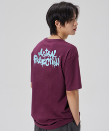[ブラシグラフィティレタリングロゴ]コットンルーズフィット半袖Tシャツ_プラムパープル