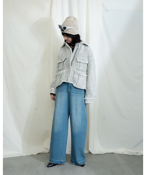 MIDVEIN(ミッドヴェイン)の「Tweed military jacket(ブルゾン・レディース・グレー/ブラック・FREE)」の9枚目の写真