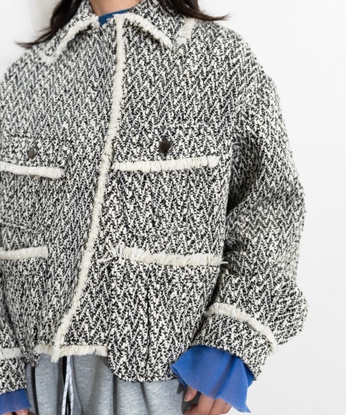 MIDVEIN(ミッドヴェイン)の「Tweed military jacket(ブルゾン・レディース・グレー/ブラック・FREE)」の6枚目の写真