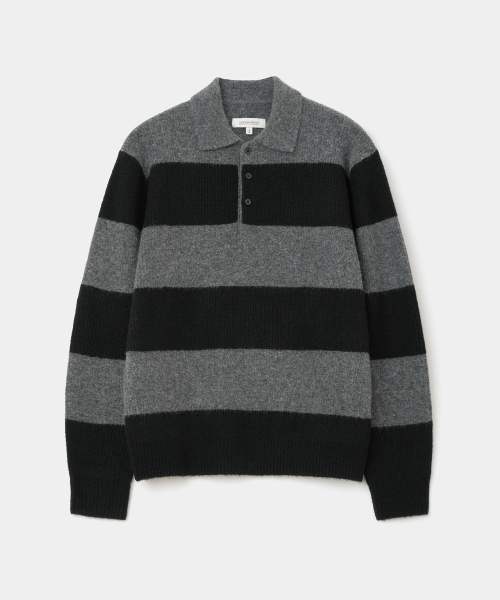 collar rugby knit black