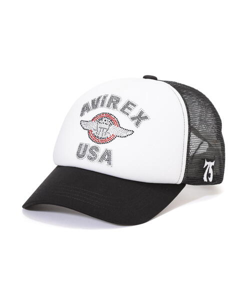 AVIREX（アヴィレックス）の「【直営店限定】RHINESTONE VARSITY LOGO MESH CAP（キャップ・レディース・その他2/ホワイト系2・F）」の10枚目の写真