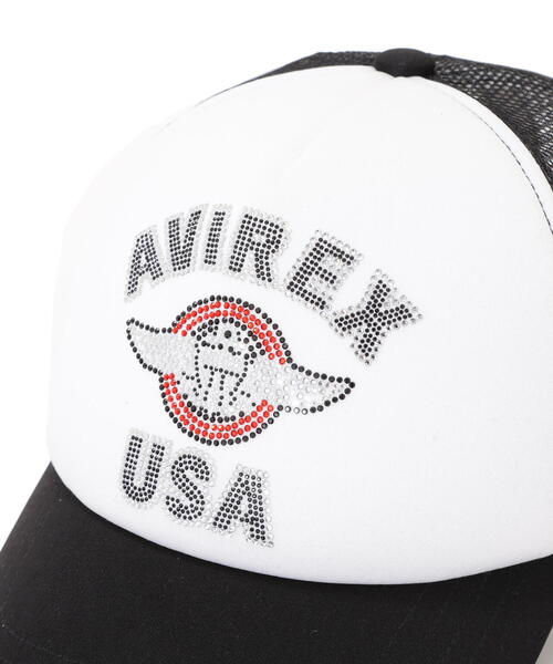 AVIREX（アヴィレックス）の「【直営店限定】RHINESTONE VARSITY LOGO MESH CAP（キャップ・レディース・その他2/ホワイト系2・F）」の13枚目の写真