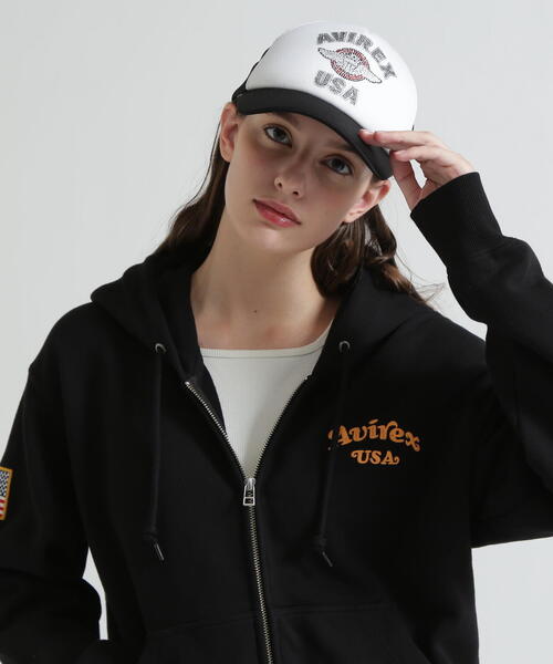 AVIREX（アヴィレックス）の「【直営店限定】RHINESTONE VARSITY LOGO MESH CAP（キャップ・レディース・その他2/ホワイト系2・F）」の22枚目の写真